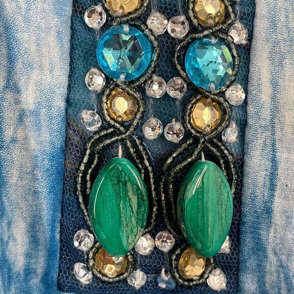 Dressbarn size large boho tie died tunic beaded neckline. - Picture 5 of 7